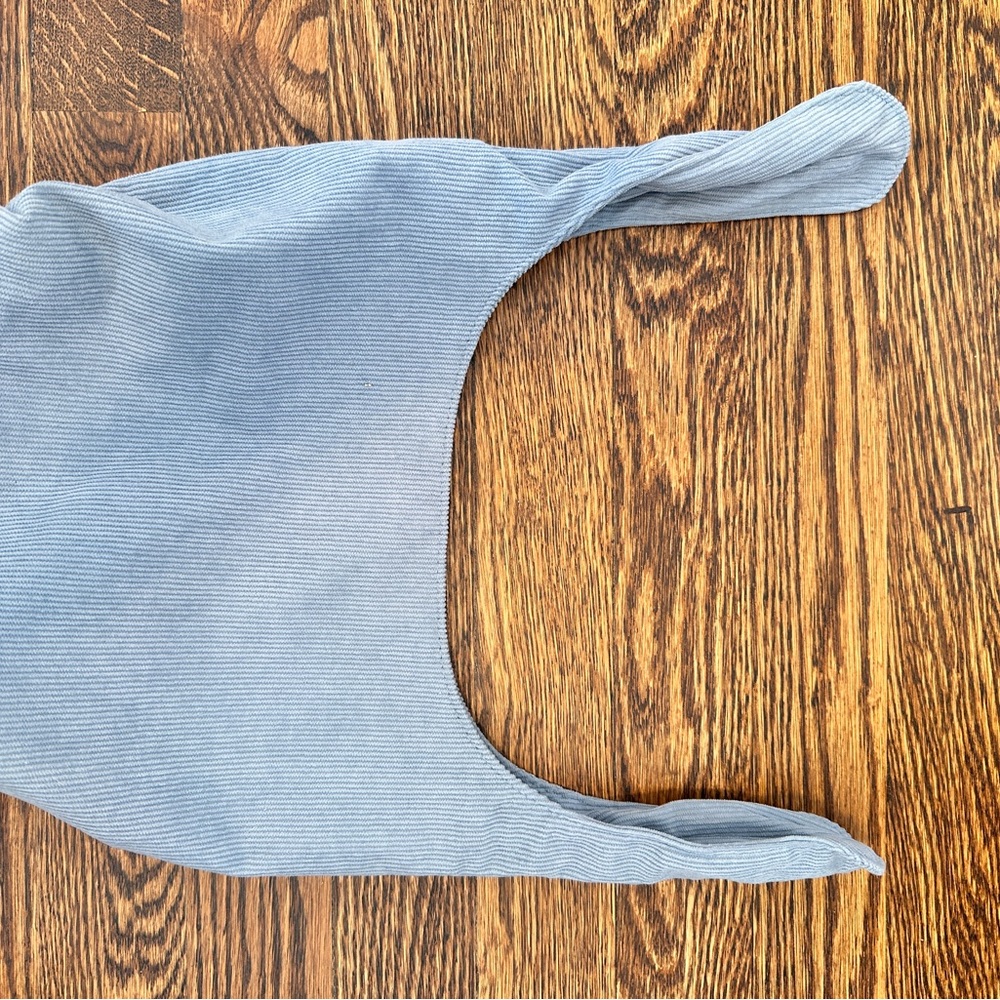 Blue Ribbed Knot Bag
